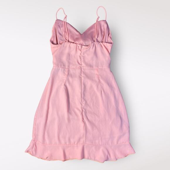Lucy in the Sky Cutout Chiffon Dress in Coral Pink Size M Party Flirty Ruffle - Picture 3 of 10